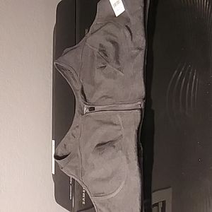 NWT Womens 4x gray front zip sports bra
